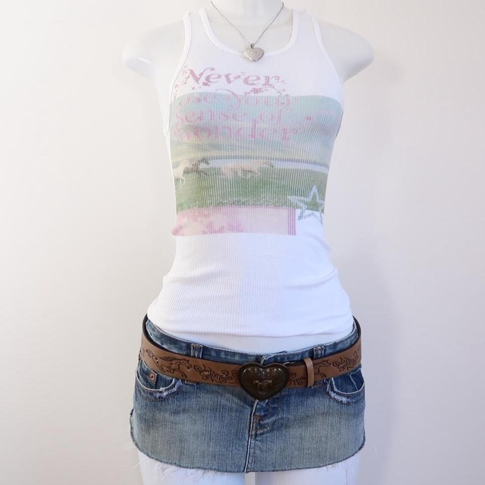 y2k horse graphic ribbed tank sense of wonder aesthetic size S